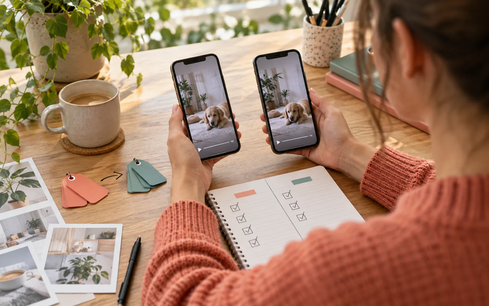 Two comparable video drafts reviewed side by side to test one tag group at a time