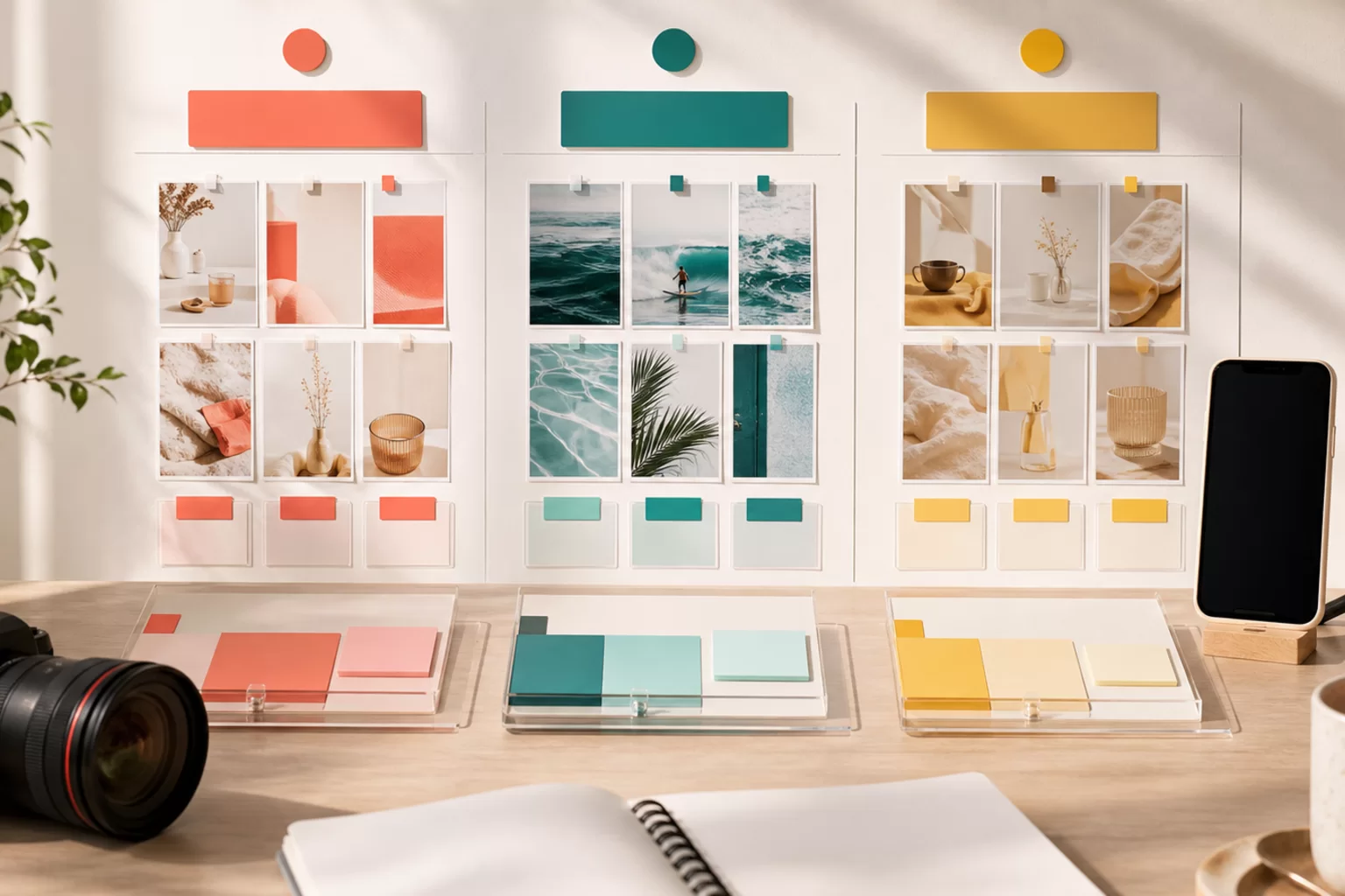 Three repeatable Instagram content lanes arranged as a creator workflow